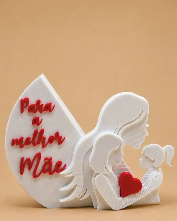 Placa "Para a melhor Mãe" com anjo e coração
